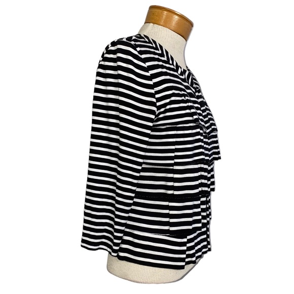 Coco Bianco Ruffled Tier Striped Black White Jacket Small - Picture 4 of 6